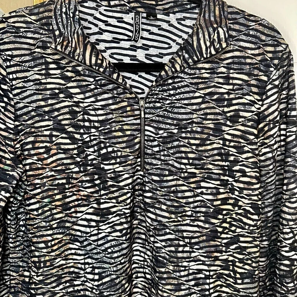 Sno Skins Animal Jacquard 1/4 Zip Top USA Made Ski Base Layer Size Large - Picture 3 of 4